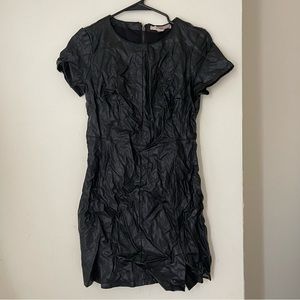 Faux leather black dress